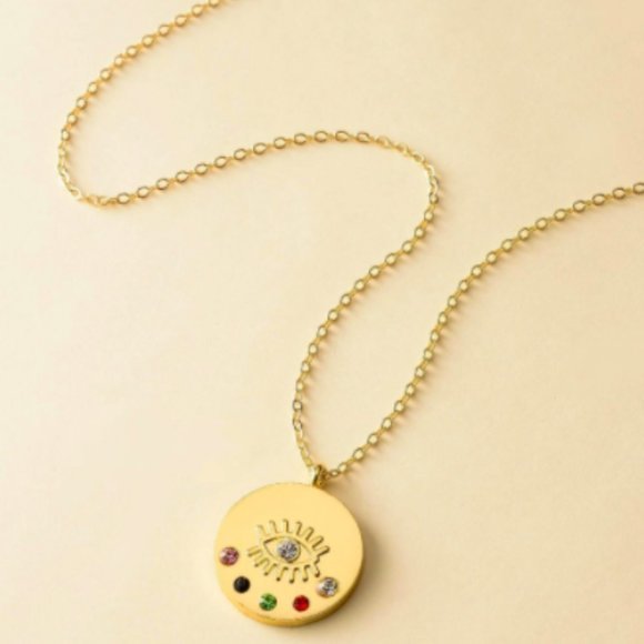 New Boutique Gold Tone Rhinestone Evil Eye‎ Boho - Picture 2 of 3